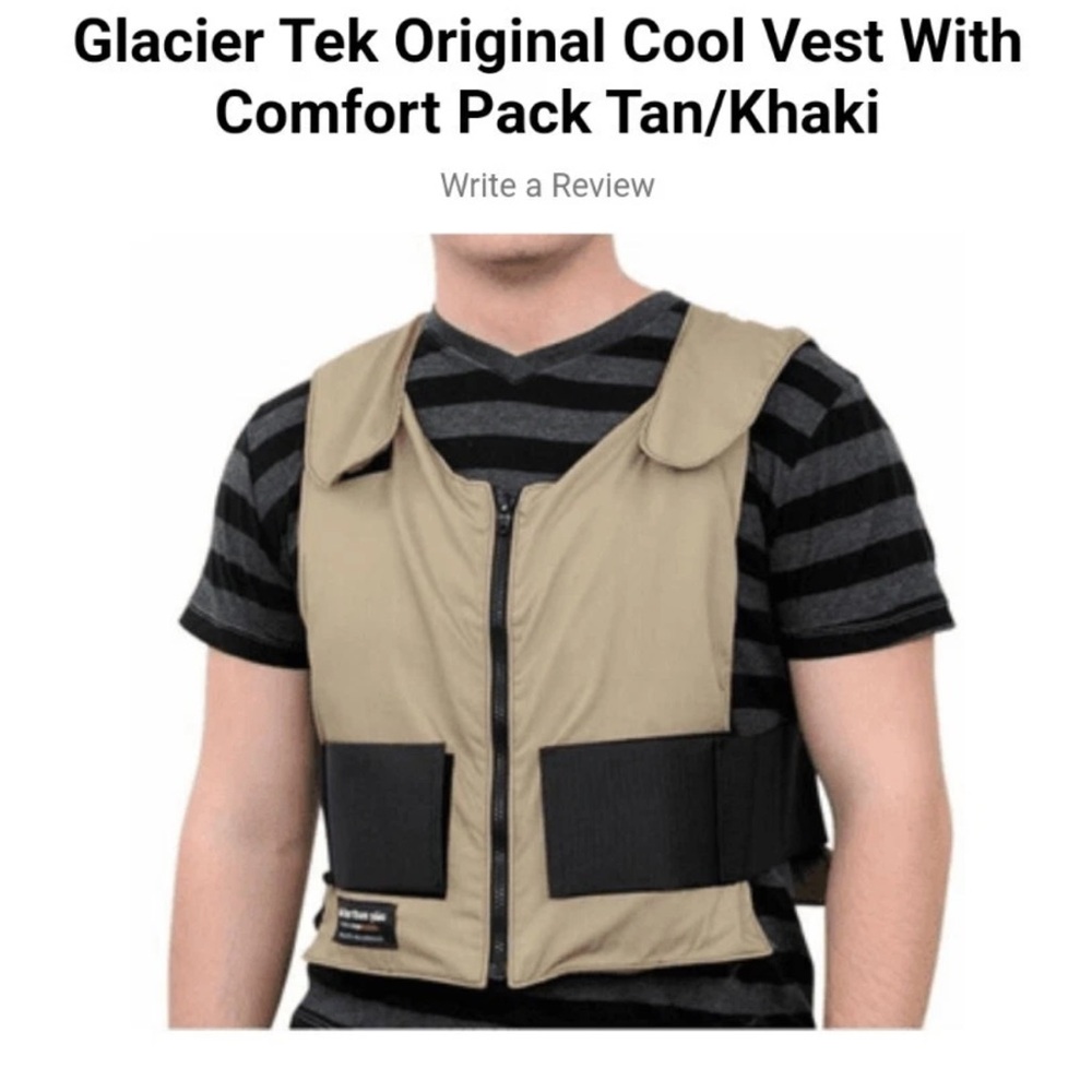 Glacier Tek Original Cool Vest Tan/Khaki Adjustable, NWOT NO PACKS INCLUDED